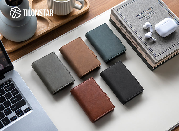 TVC317- Side Slider Mechanism, Bifold Leather Credit Card Holder Wallet With AirTag Protection Case