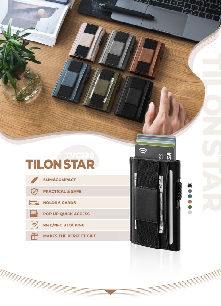 TVC320- Rfid Pop Up Bank Credit Card Holder With Elastic Band,TILONSTAR