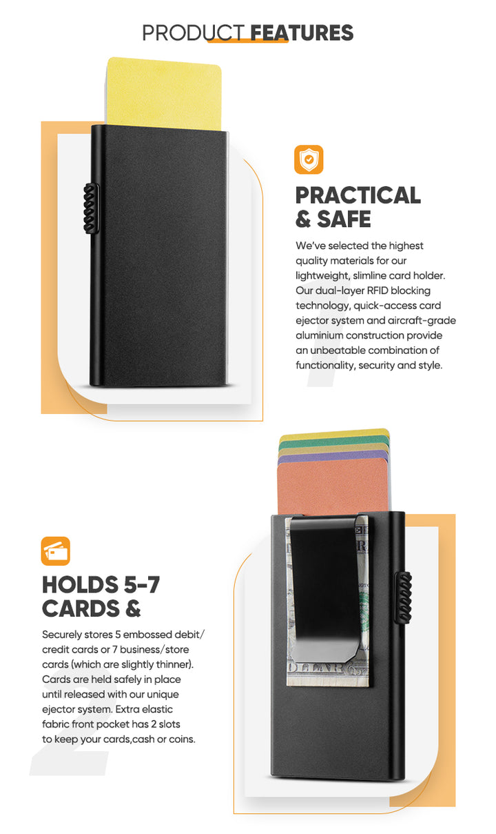 TVC300C - Aluminum Slim Cardholder Pop Up With Money Clip