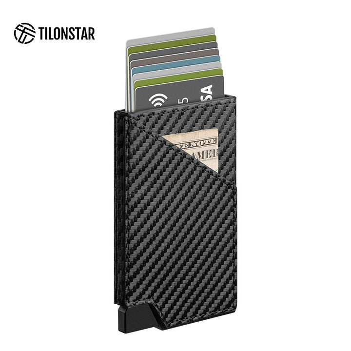 TVC501 - Patented Leather Aluminum Pop Out Card Holder