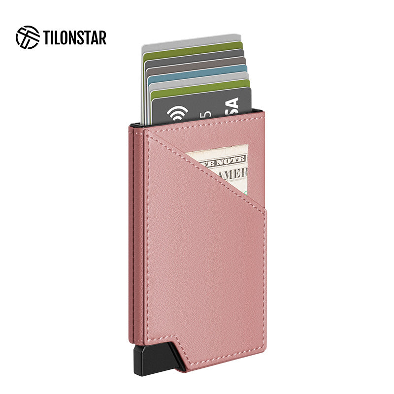 TVC501 - Patented Leather Aluminum Pop Out Card Holder