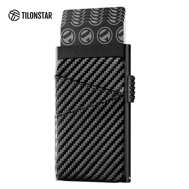 TVC308 - Aluminum Pop Up Card Holder Extra Leather Pocket For Cash,TILONSTAR