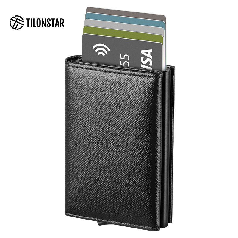 TVC203 - Tri-fold Card Holder Wallet With Pop Up Aluminum Card Case