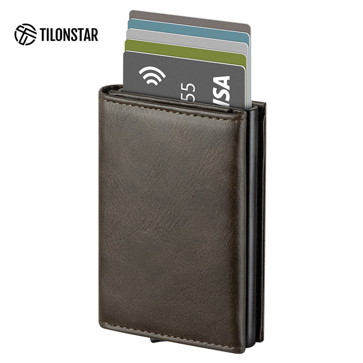 TVC203 - Tri-fold Card Holder Wallet With Pop Up Aluminum Card Case