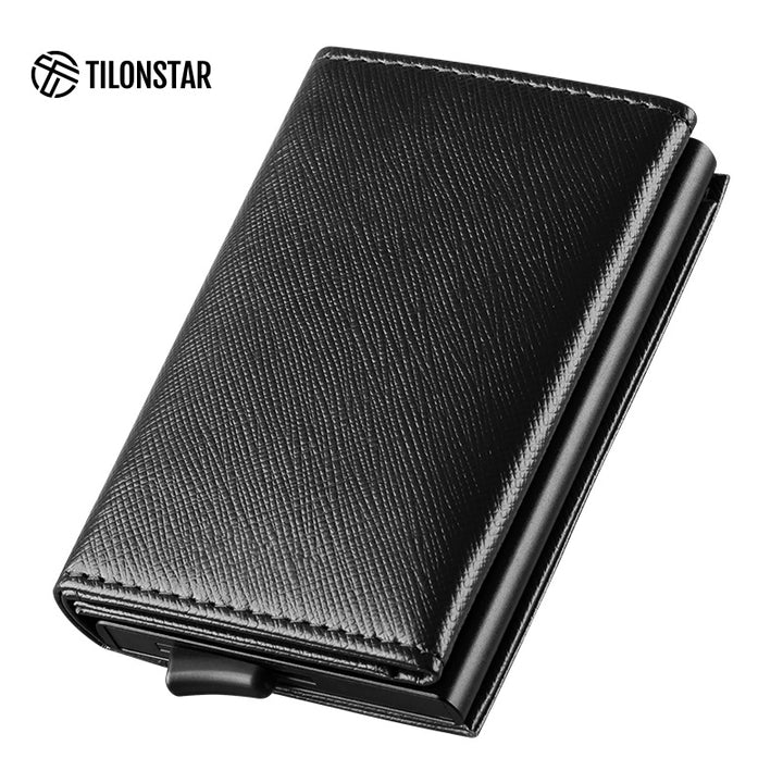 TVC203 - Tri-fold Card Holder Wallet With Pop Up Aluminum Card Case
