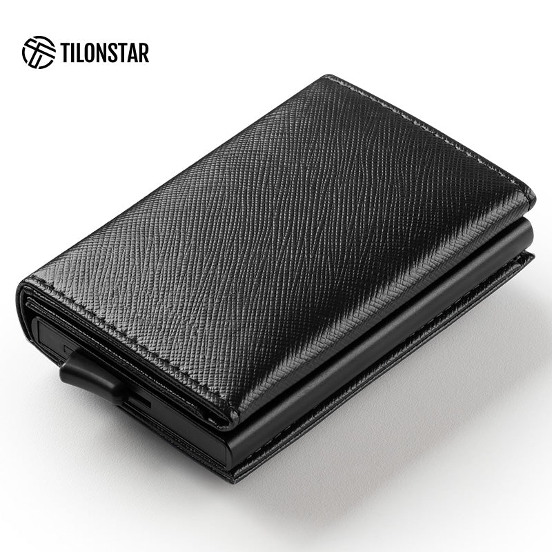 TVC203 - Tri-fold Card Holder Wallet With Pop Up Aluminum Card Case