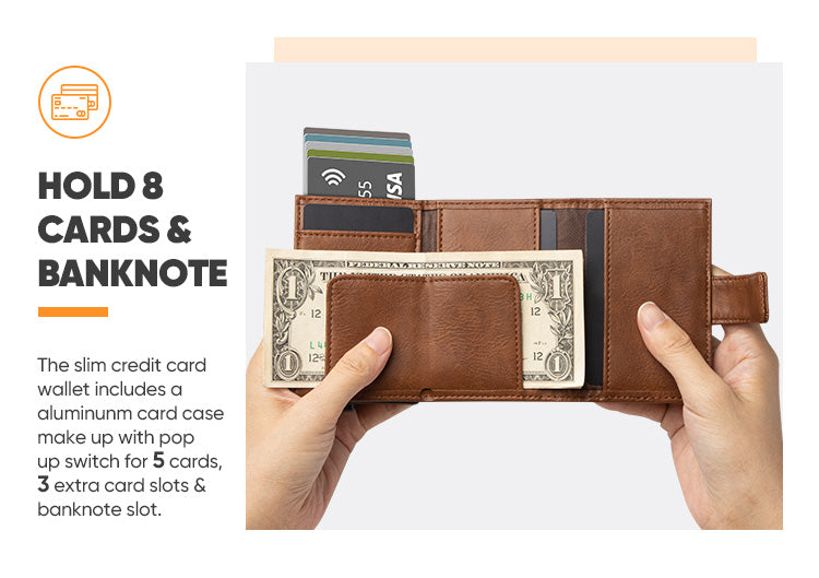 TVC204 - Tri-fold Wallet with Pop Up and Magnetic Button Closure