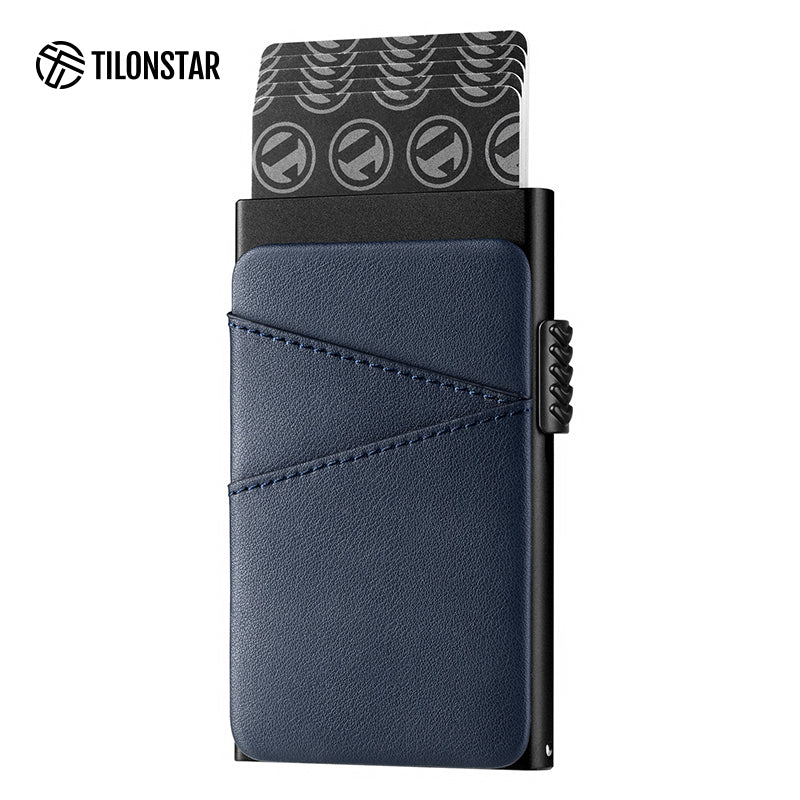 TVC308 - Aluminum Pop Up Card Holder Extra Leather Pocket For Cash,TILONSTAR