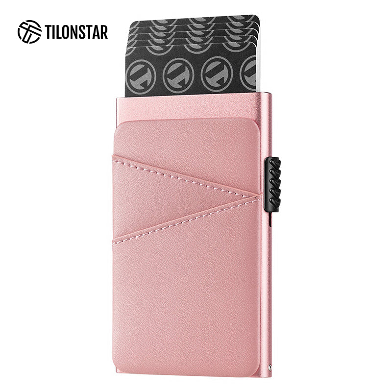 TVC308 - Aluminum Pop Up Card Holder Extra Leather Pocket For Cash,TILONSTAR