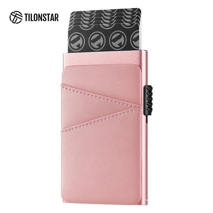 TVC308 - Aluminum Pop Up Card Holder Extra Leather Pocket For Cash,TILONSTAR