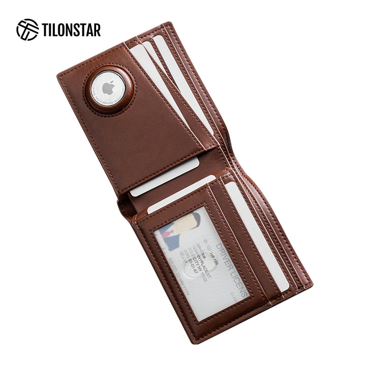 TVW133 - Leather Wallet with AirTag Slot,TILONSTAR