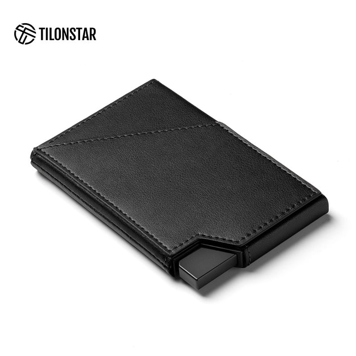 TVC501 - Patented Leather Aluminum Pop Out Card Holder