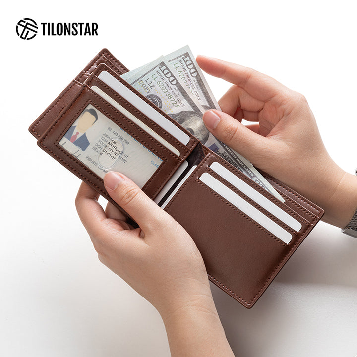 TVW133 - Leather Wallet with AirTag Slot,TILONSTAR