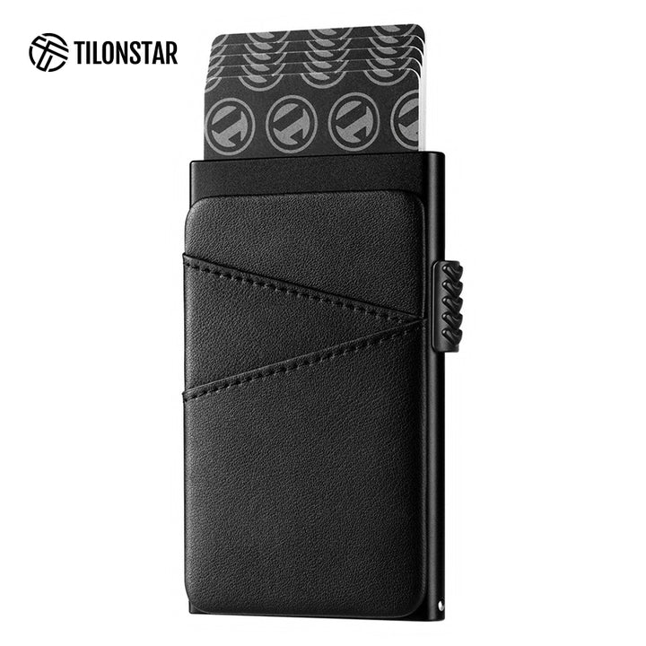 TVC308 - Aluminum Pop Up Card Holder Extra Leather Pocket For Cash,TILONSTAR
