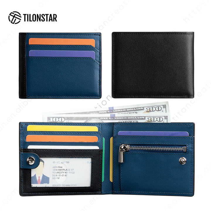 TVW128P Wallet - Genuine Leather Bifold Coin Credit Card,TILONSTAR