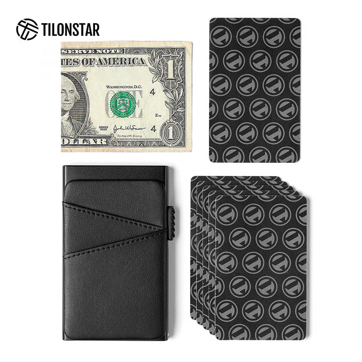 TVC308 - Aluminum Pop Up Card Holder Extra Leather Pocket For Cash,TILONSTAR