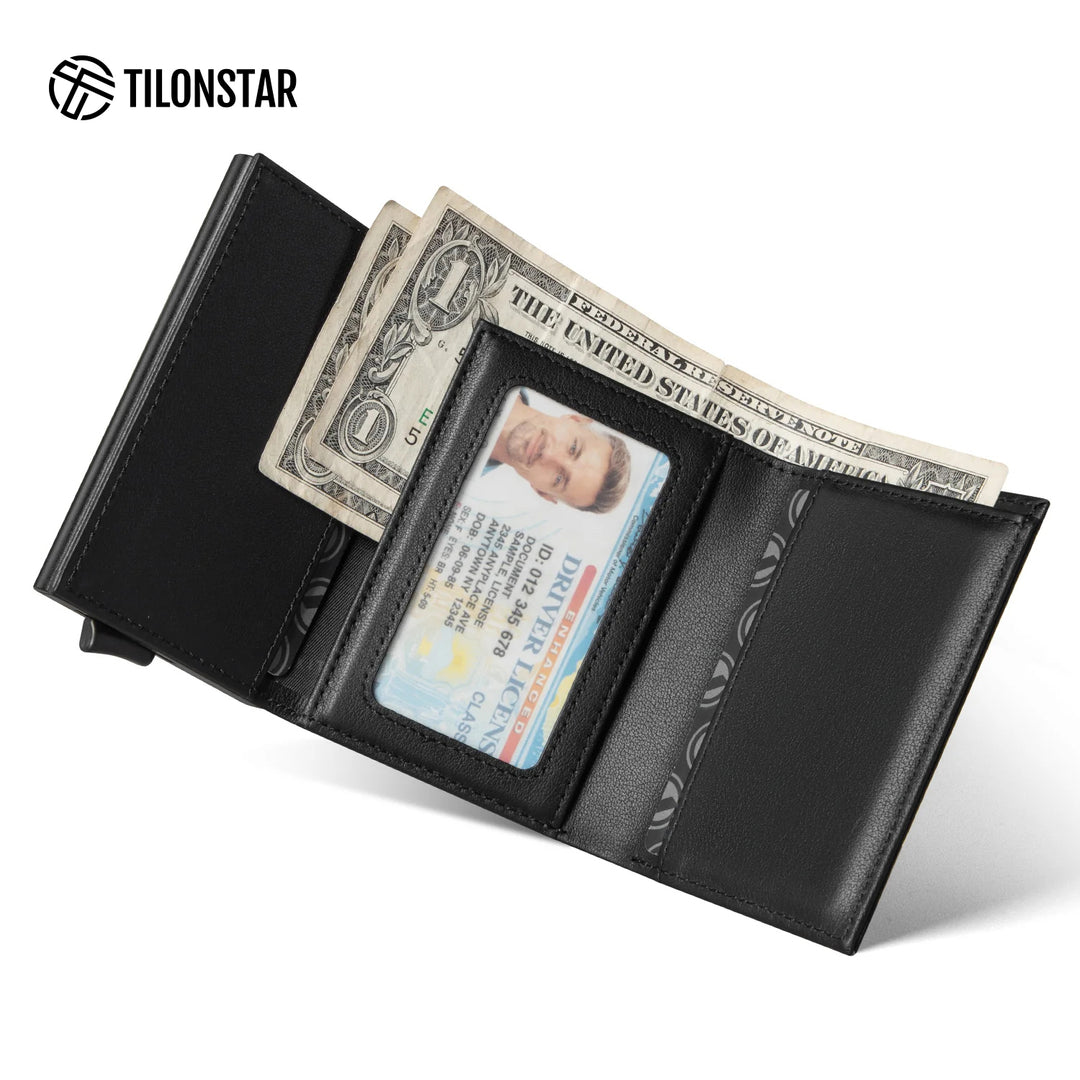 TVC203P - Genuine Leather Card Holder Pop Up Wallet,TILONSTAR