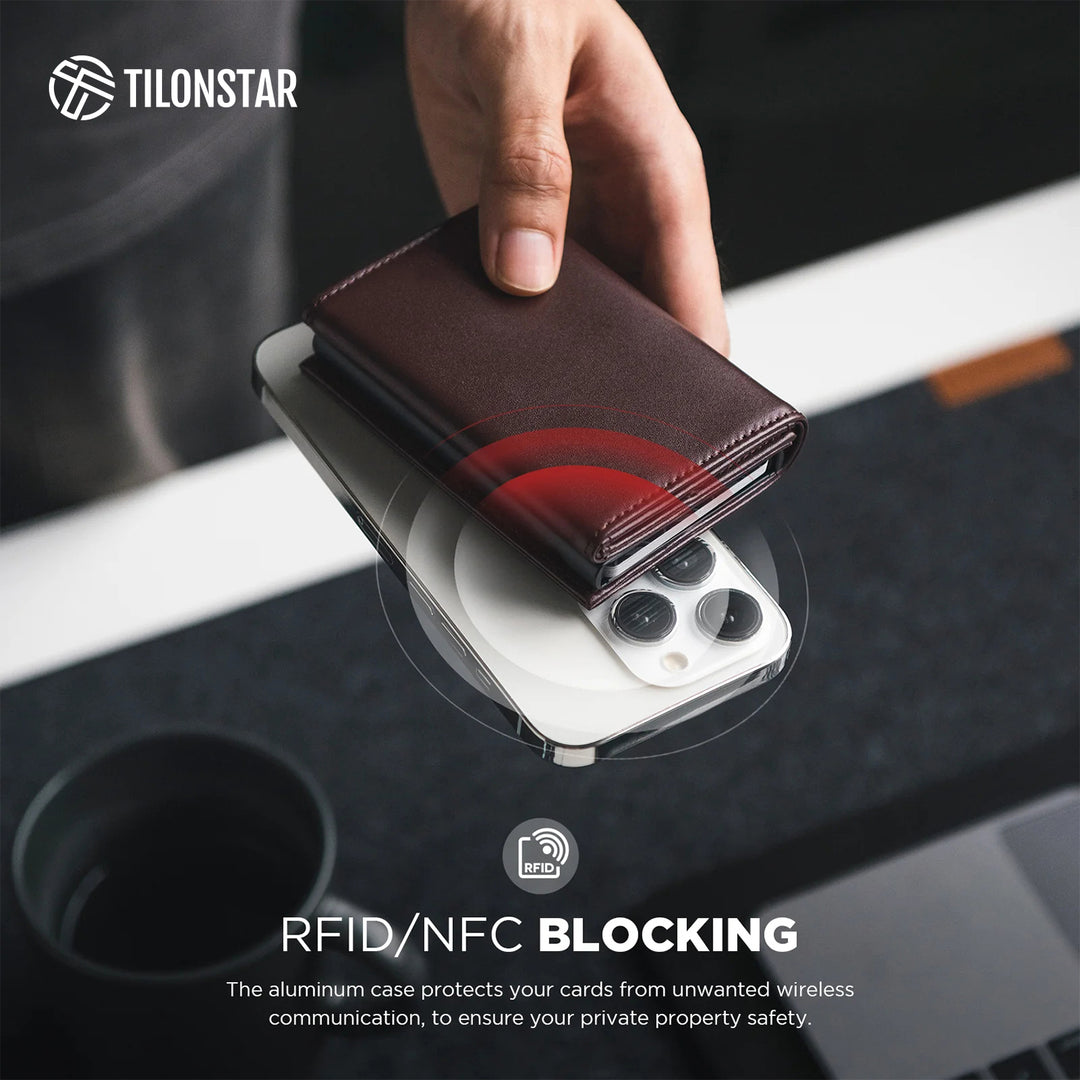 TVC208P - Genuine Leather Tri-fold Pop Up Card Wallet,TILONSTAR