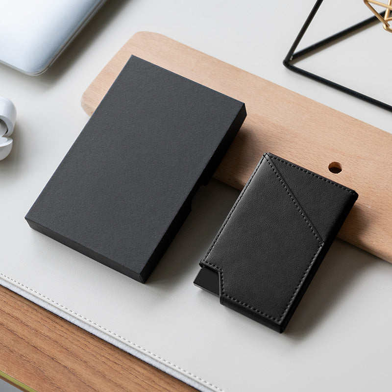 TVC501 - Patented Leather Aluminum Pop Out Card Holder