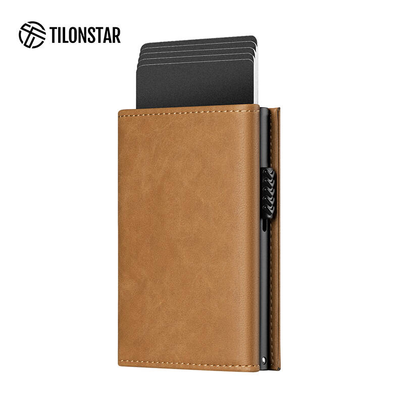 TVC302C Card Holder - Pop Up Crazy Horse Genuine Leather Tri-fold Wallet,TILONSTAR
