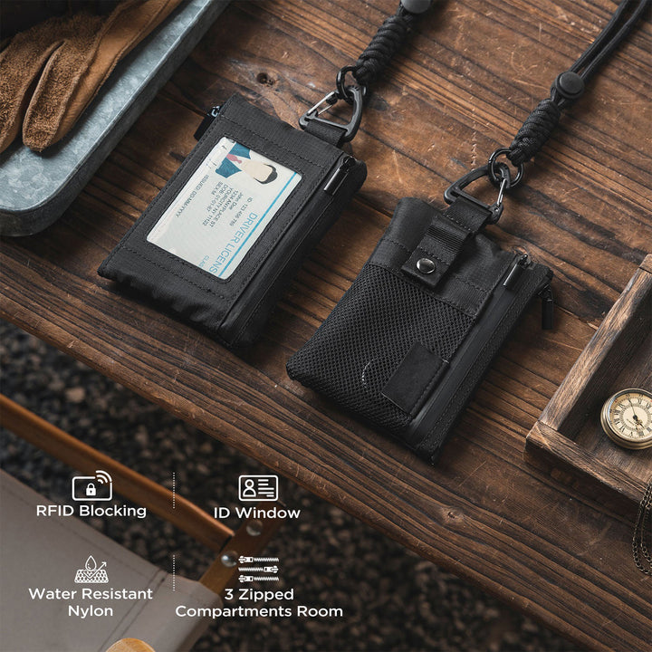TVW124 - Water Resistant Nylon Wallet with Lanyard and Keychain