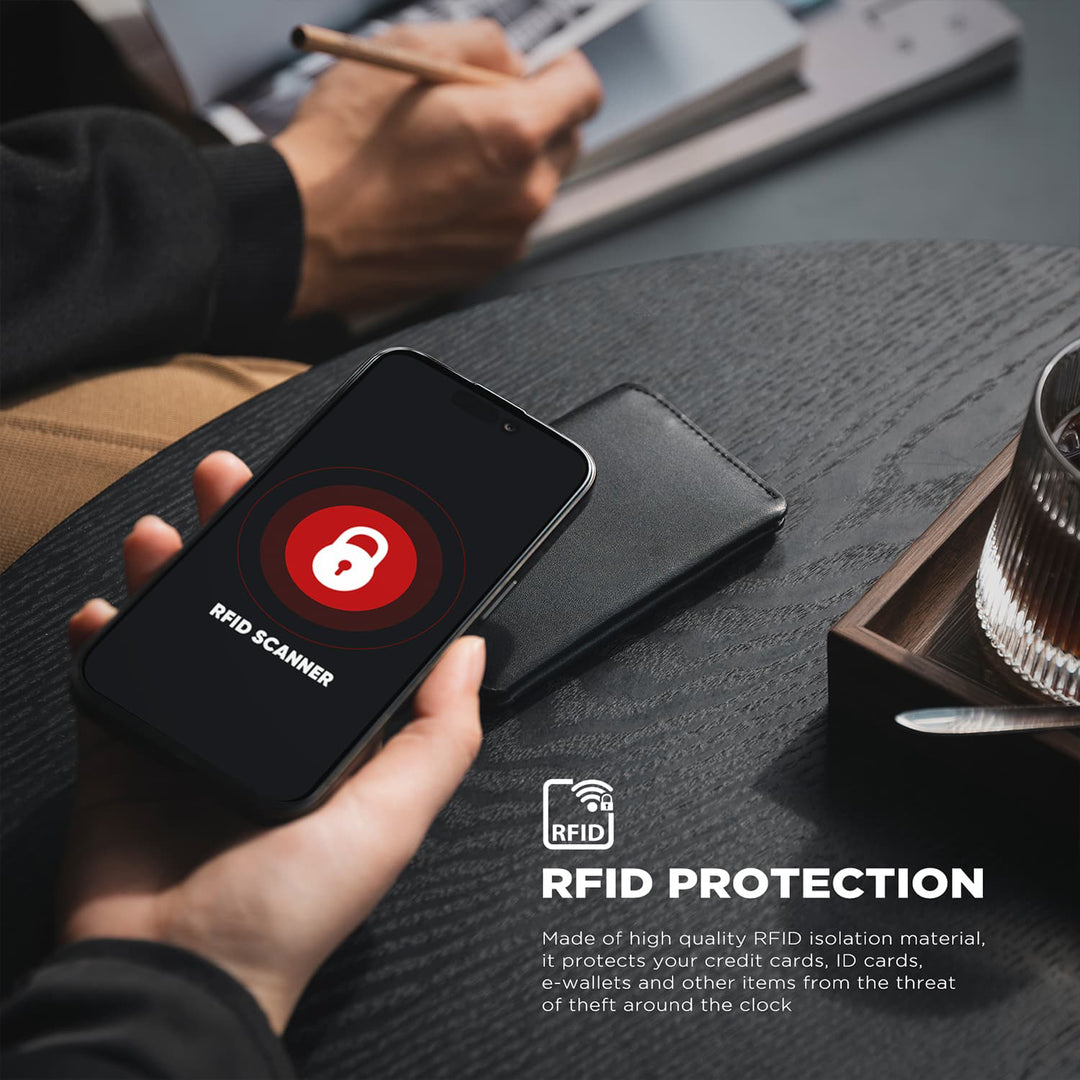 TVW109 - Slim RFID Blocking Leather Card Holder with Magnetic Closure