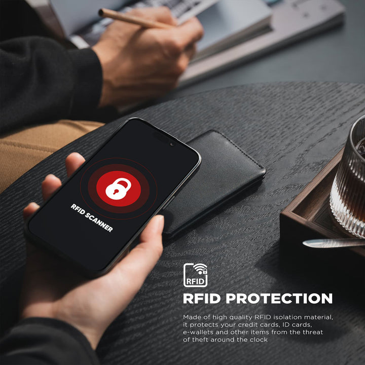 TVW109C - Slim RFID Genuine Leather Card Holder with Magnetic Closure