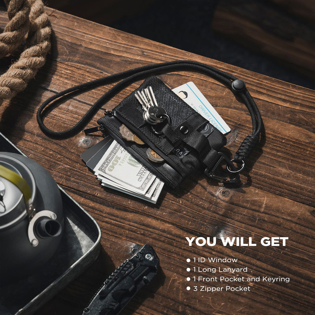 TVW124 - Water Resistant Nylon Wallet with Lanyard and Keychain