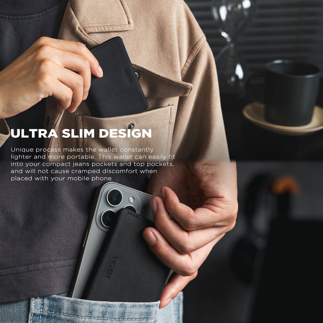 TVW109C - Slim RFID Genuine Leather Card Holder with Magnetic Closure