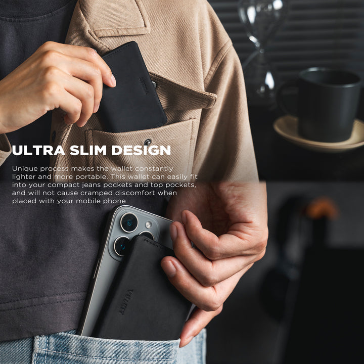 TVW109C - Slim RFID Genuine Leather Card Holder with Magnetic Closure