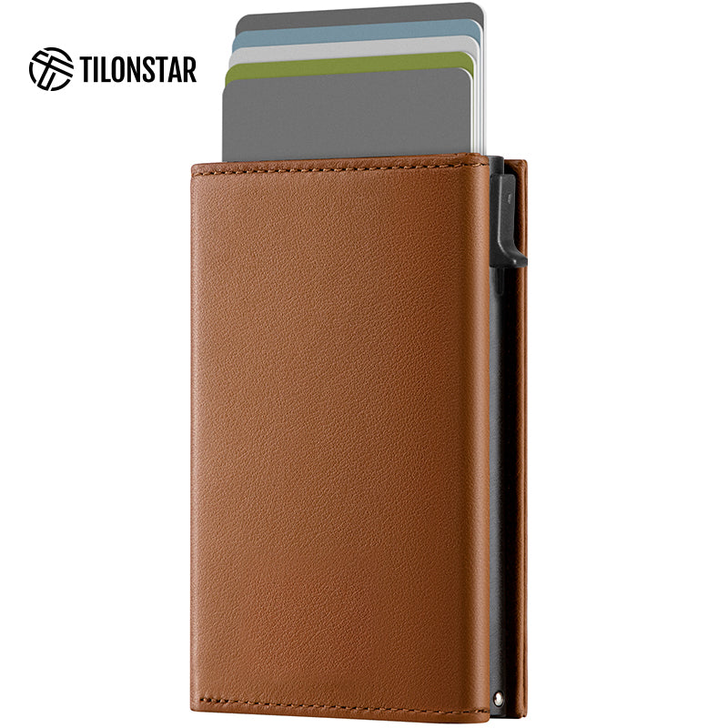 TC302P - Side-Sliding Pop-Out Genuine Leather Wallet