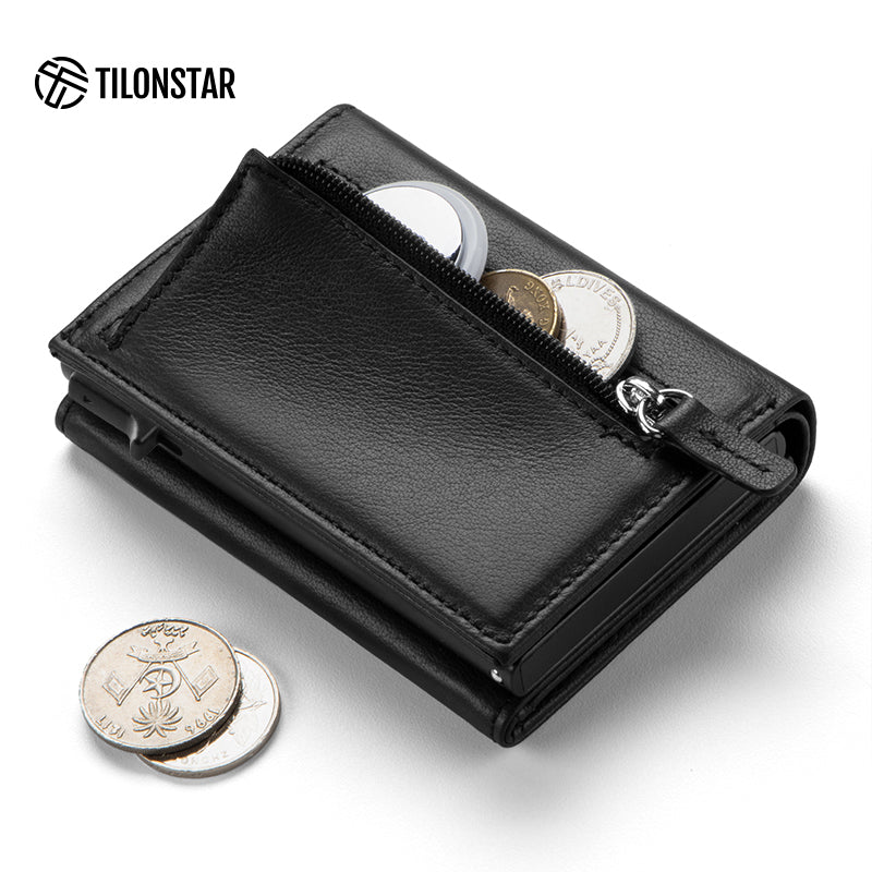 TC302P - Side-Sliding Pop-Out Genuine Leather Wallet
