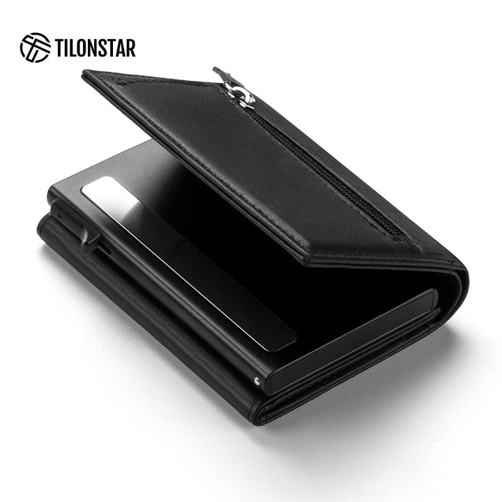 TC302P - Side-Sliding Pop-Out Genuine Leather Wallet