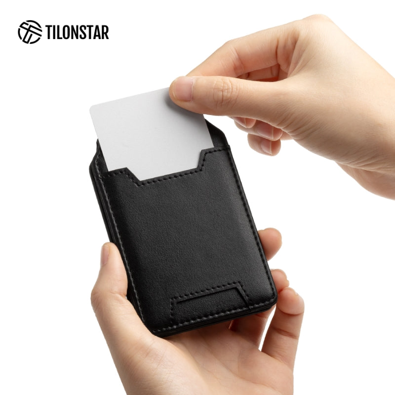 TGPA100 - Minimalist MagSafe Leather Wallet Card Holder with Adjustable Phone Stand