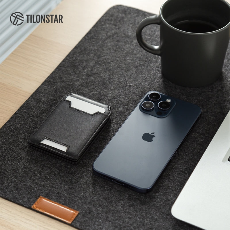 TGPA100 - Minimalist MagSafe Leather Wallet Card Holder with Adjustable Phone Stand