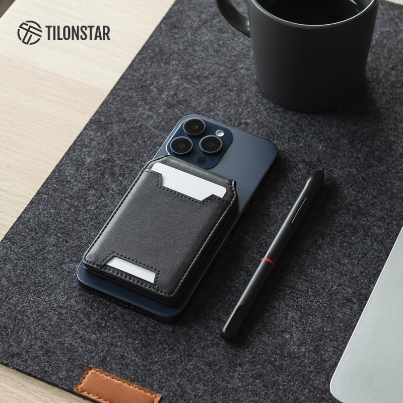 TGPA100 - Minimalist MagSafe Leather Wallet Card Holder with Adjustable Phone Stand