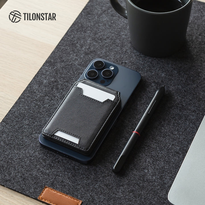 TGPA100 - Minimalist MagSafe Leather Wallet Card Holder with Adjustable Phone Stand