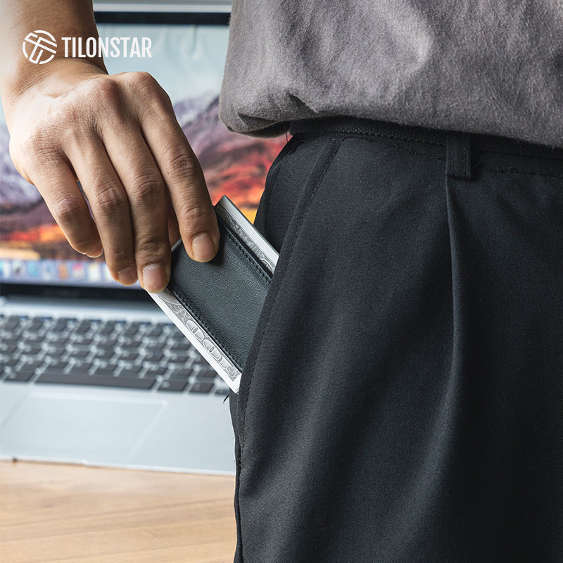 TMC101P - Minimalist Genuine Leather Magnetic Money Clip for Credit Card & Cash