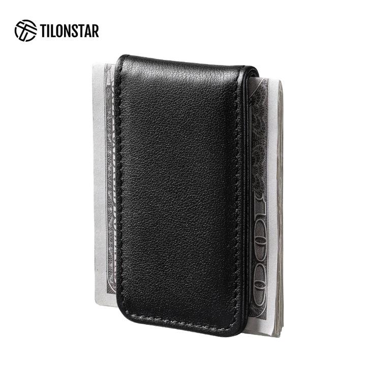 TMC101P - Minimalist Genuine Leather Magnetic Money Clip for Credit Card & Cash