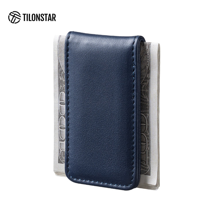 TMC101P - Minimalist Genuine Leather Magnetic Money Clip for Credit Card & Cash