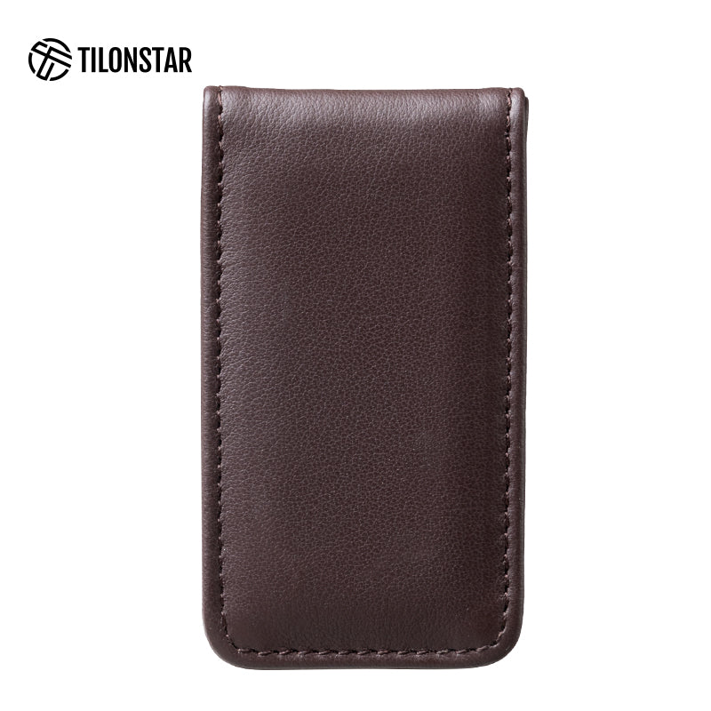 TMC101P - Minimalist Genuine Leather Magnetic Money Clip for Credit Card & Cash