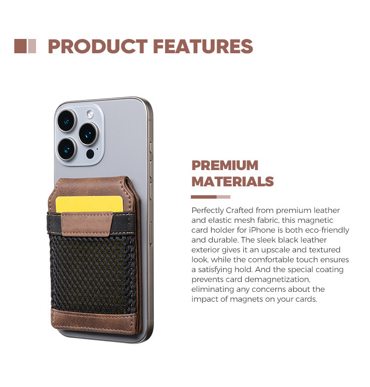 TMP100 - Magnetic Phone Leather Wallet Card Holder