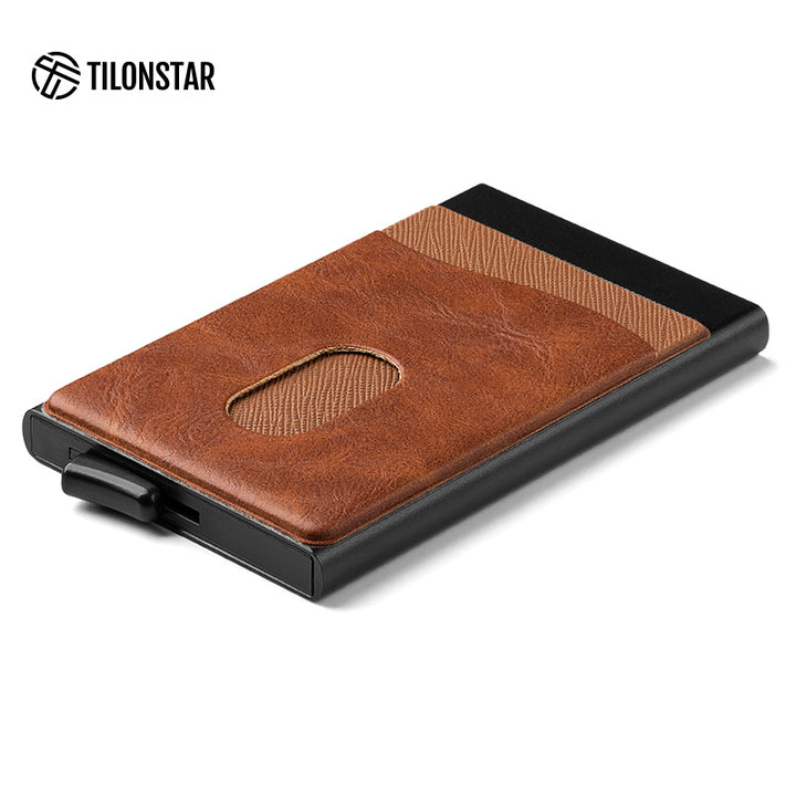 TVC105 Card Holder - Aluminum Pop Up Wallet Extra Leather Pocket For Cash,TILONSTAR