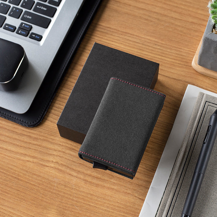 TVC203a - Alcantara Leather Tri-fold Pop Up Wallet,TILONSTAR
