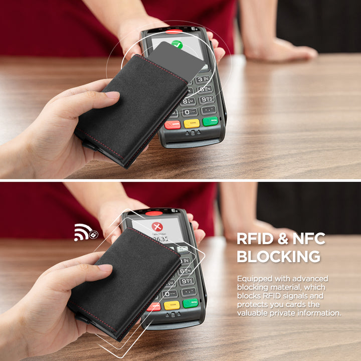 TVC203a - Alcantara Leather Tri-fold Pop Up Wallet,TILONSTAR