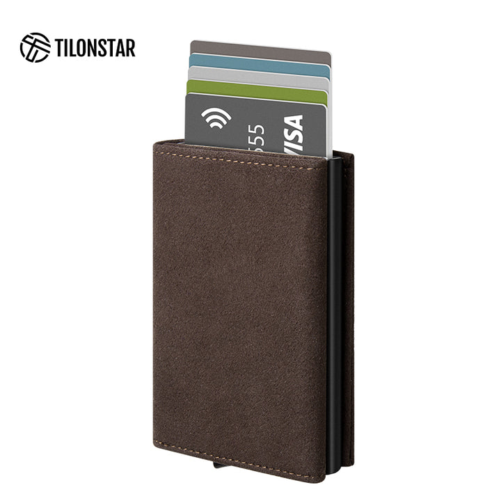 TVC203a - Alcantara Leather Tri-fold Pop Up Wallet,TILONSTAR