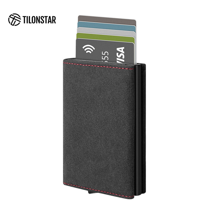 TVC203a - Alcantara Leather Tri-fold Pop Up Wallet,TILONSTAR