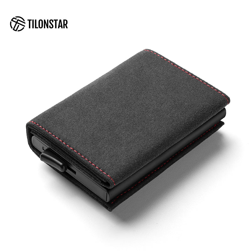 TVC203a - Alcantara Leather Tri-fold Pop Up Wallet,TILONSTAR