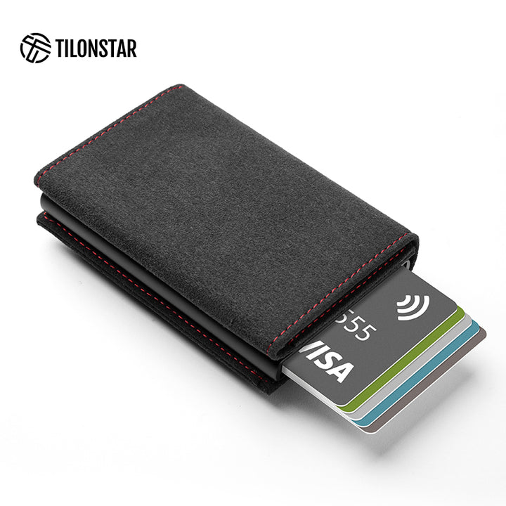 TVC203a - Alcantara Leather Tri-fold Pop Up Wallet,TILONSTAR