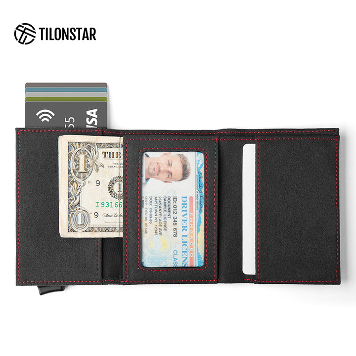 TVC203a - Alcantara Leather Tri-fold Pop Up Wallet,TILONSTAR